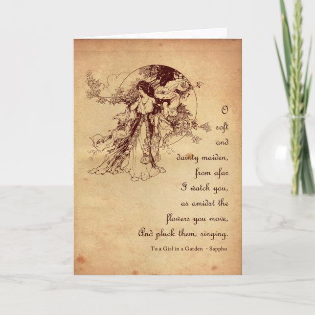 Festiva Chica en una tarjeta del día de San Valentín del (Anverso)