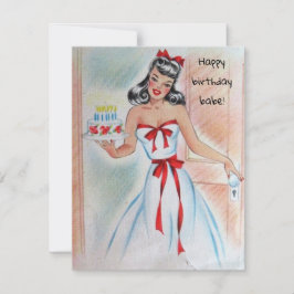 Festiva Chica Vintage con tarjeta de vacaciones de bizcoch