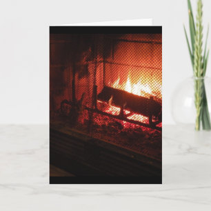 Festiva Chimenea tarjeta de saludo - interior en blanco