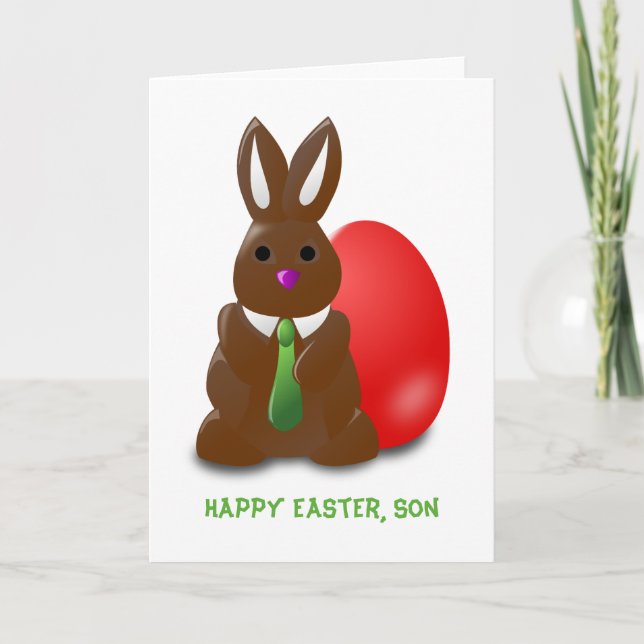 Festiva Chocolate Bunny Happy Easter Son Tarjeta De Saludo (Anverso)