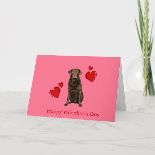 Festiva Chocolate Labrador feliz tarjeta de San Valentín (Anverso)