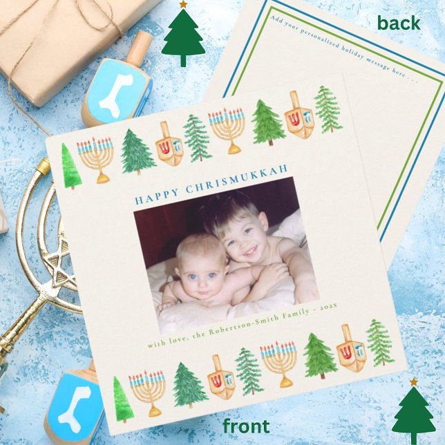 Festiva Chrismukkah Foto Tarjeta de Navidades de mensajes  (Subido por el creador)