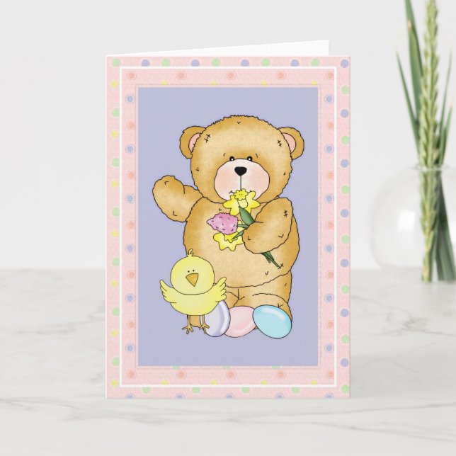Festiva Chubby Cubby Teddy Bear d4 Tarjeta de felicitación (Anverso)