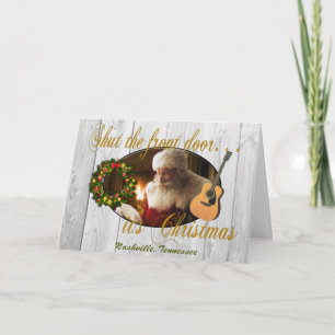 Festiva Cierra la tarjeta de Navidades de la puerta delant