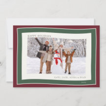 Clásica Tarjeta de Felices Fiestas en Burgundy y V