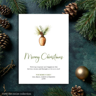 Festiva Clásica Tarjeta de Felicitación Botánica Bohemiana