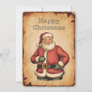 Festiva Clásica tarjeta de Navidades felices de Santa Clau