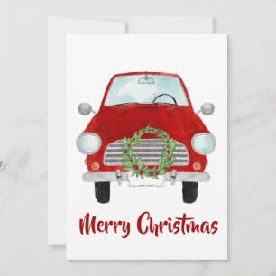 Festiva Coche rojo con Navidades con tarjeta de vacaciones