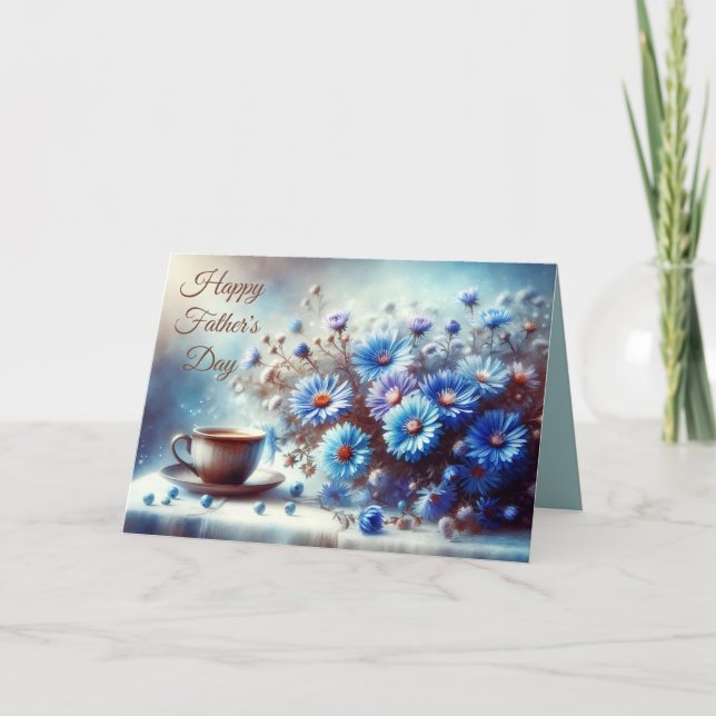 Festiva Colección de flores de aster azur - Tarjeta del Dí (Anverso)