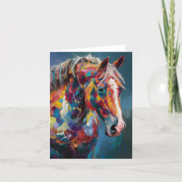Festiva Colorida tarjeta abstracta en blanco de caballos