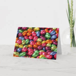 Festiva Colorida tarjeta de huevos de pascua de chocolate