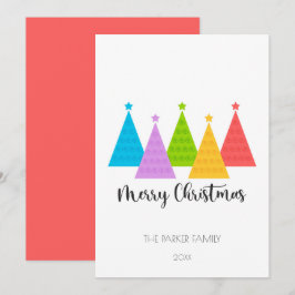 Festiva Colorida tarjeta de Navidades de árboles de Navida