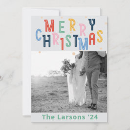 Festiva Colorida tarjeta navideña de Feliz