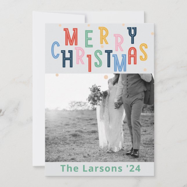 Festiva Colorida tarjeta navideña de Feliz (Anverso)