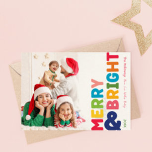 Festiva Colorida tarjeta navideña mora y brillante