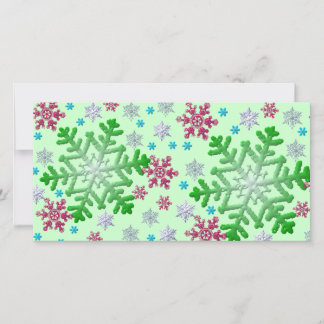 Festiva Coloridos copos de nieve con tarjeta fotográfica v