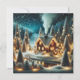 Festiva Cómoda tarjeta de Navidades de cabinas de invierno