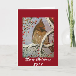 Festiva Cómoda tarjeta de saludo del pequeño cardenal