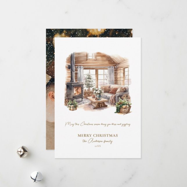 Festiva Cómoda tarjeta de vacaciones de Navidades (Anverso/Reverso In Situ)