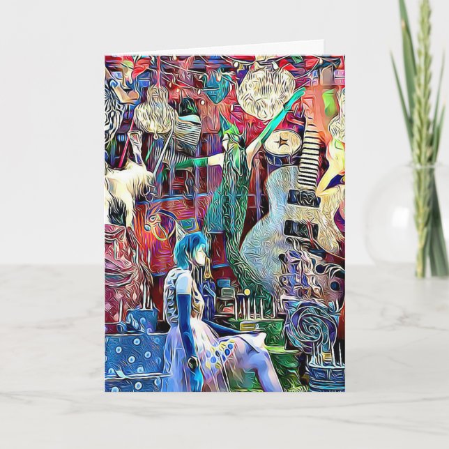 Festiva Compras de ventanas en tarjeta de Navidades de Nue (Anverso)