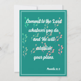 Festiva Comprometerse con la tarjeta Lord Proverbs 16:3