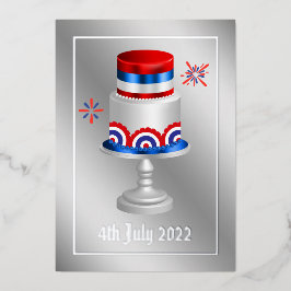 Festiva Con Relieve Metalizado 4 de julio, Día de la Independencia, tarjeta de va