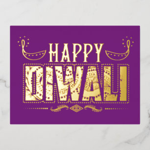 Festiva Con Relieve Metalizado Alegre postal Diwali