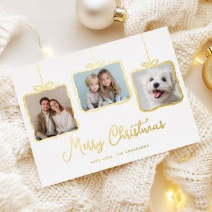 Festiva Con Relieve Metalizado Elegante Caja de Regalo Foto Tarjeta de vacaciones