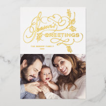 Elegante floritura Tarjeta de fotos de familia de 