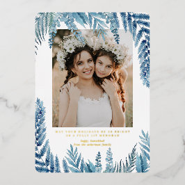 Festiva Con Relieve Metalizado Elegante Follaje | Tarjeta de Colaje de Fotos de H
