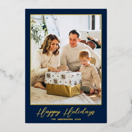 Festiva Con Relieve Metalizado Elegante tarjeta de vacaciones Minimalista de Reli