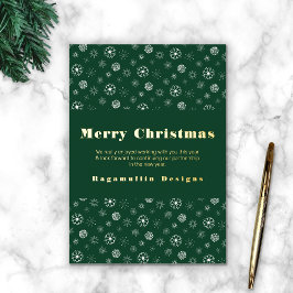 Festiva Con Relieve Metalizado Elegante y moderno Tarjeta de Navidades de copos d