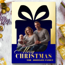 Envuelto en amor - Tarjeta familiar de Navidad azu