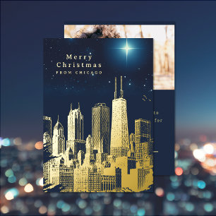 Festiva Con Relieve Metalizado Estrella navideña Merry Añadir tarjeta de vacacion