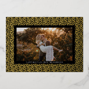 Festiva Con Relieve Metalizado Estrellas doradas Tarjeta negra boho Foto dorada