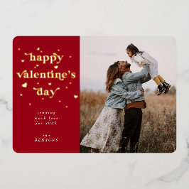Festiva Con Relieve Metalizado Feliz Día de San Valentín + tarjeta de fotos de Re