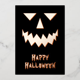Festiva Con Relieve Metalizado Feliz Halloween Calabaza de Lámina Tarjeta de Fies