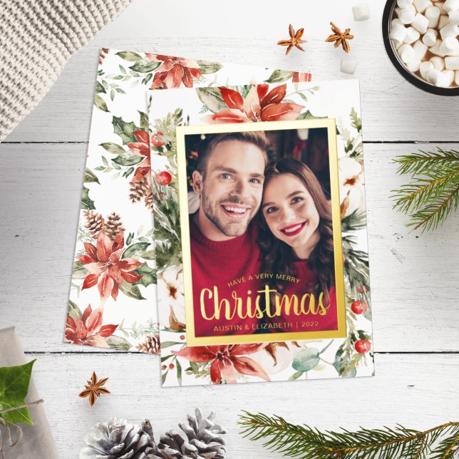 Festiva Con Relieve Metalizado Feliz Navidad Elegante tarjeta de vacaciones de Re (Subido por el creador)