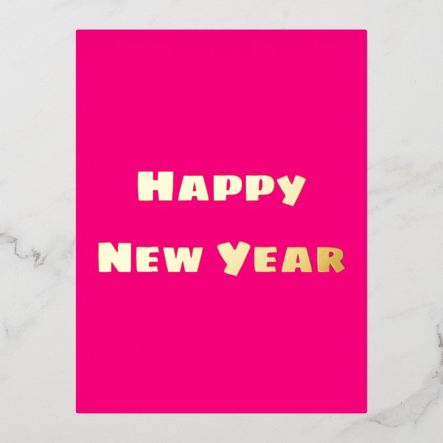 Festiva Con Relieve Metalizado Festividad de Crimson: postal de Año Nuevo feliz (Anverso)