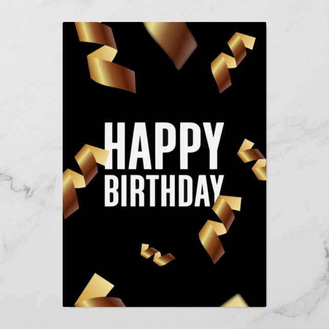 Festiva Con Relieve Metalizado Fondo negro de feliz cumpleaños de la tarjeta de v (Anverso)