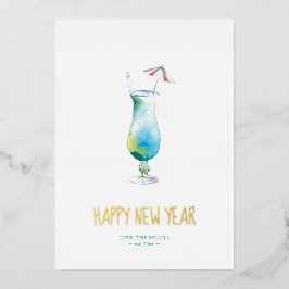 Festiva Con Relieve Metalizado Foto de la tarjeta de vacaciones Tropical Coctail 