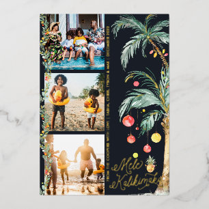 Festiva Con Relieve Metalizado Mele Kalikimaka Tarjeta de Collage de Fotos de N
