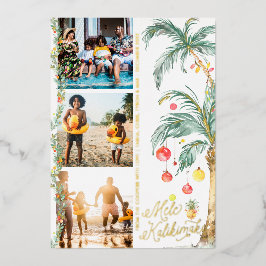 Festiva Con Relieve Metalizado Mele Kalikimaka | Tarjeta de Collage de fotos para