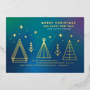 Festiva Con Relieve Metalizado Monoline Christmas Trees tarjeta de vacaciones de 