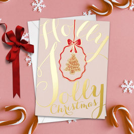 Festiva Con Relieve Metalizado Navidad Alegre y Feliz Tarjeta de Festejo de Papel