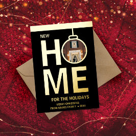 Festiva Con Relieve Metalizado Navidades de vacaciones en casa Elegante tarjeta d