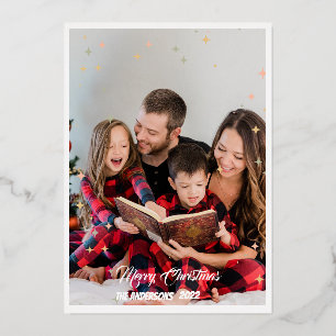 Festiva Con Relieve Metalizado Navidades tarjeta estrella de guión de foto mínima