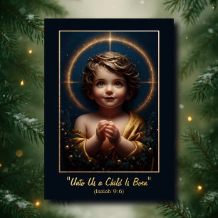 Festiva Con Relieve Metalizado "Nos ha nacido un niño" Tarjeta de Navidad de pape
