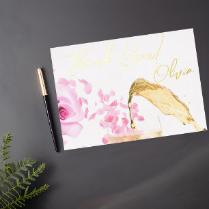 Festiva Con Relieve Metalizado Petales y ducha de novia Prosecco Tarjeta de agrad