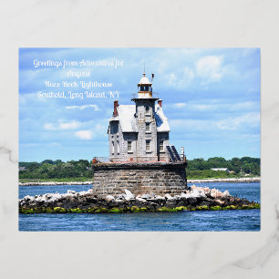 Festiva Con Relieve Metalizado postal de AFA Race Rock Lighthouse